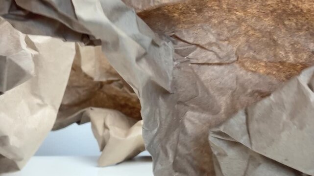 Abstract horizontal b-roll with camera moving through wrinkled recycled paper waste