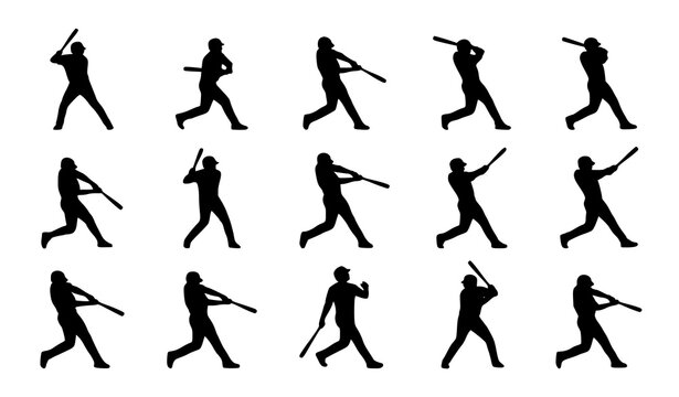 Baseball player silhouette collection