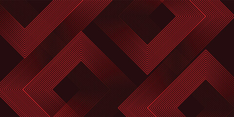 Naklejka premium Abstract red neon arrow light glow background. Futuristic cyber laser line motion banner for casino. Dynamic techno perspective beam 3d graphic design. Cool party power and energy boost led tunnel