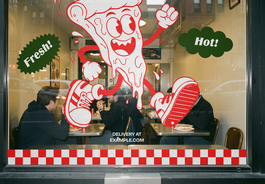 Pizza Restaurant Window Mockup