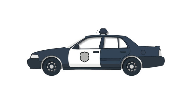 Police Car Side View Illustration.