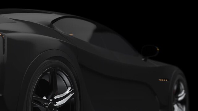 Continuous camera transition from sleek supercar exterior into fiery engine cylinders. Car Industry Related High Quality 3D 4K Animation.