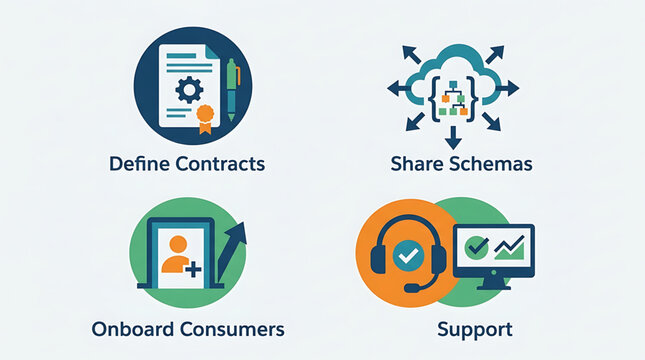 A unified approach to digital service management, including contract setup, data structure synchronization, new client integration, and responsive technical support