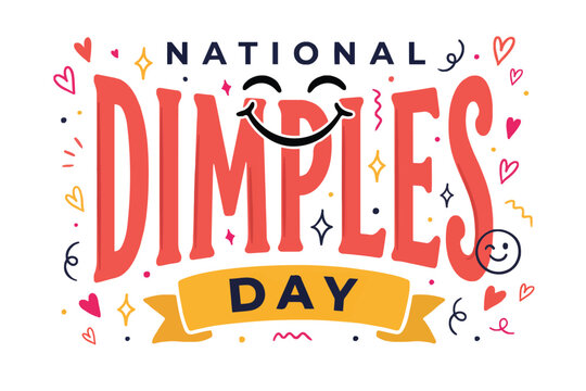 National Dimples Day Vector Illustration, Cute Smiling Face Celebration Design