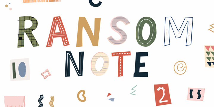 Ransom note style typography with mixed textures and colors