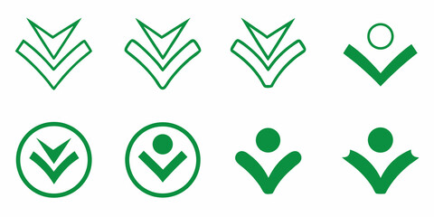 Green Checkmark Designs In Various Vector Styles On White Background © Juran
