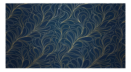 Elegant golden floral paisley pattern on dark blue background © S.Siam