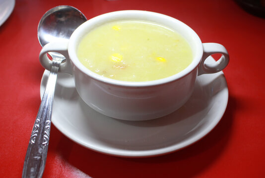 tomato soup in a white bowl