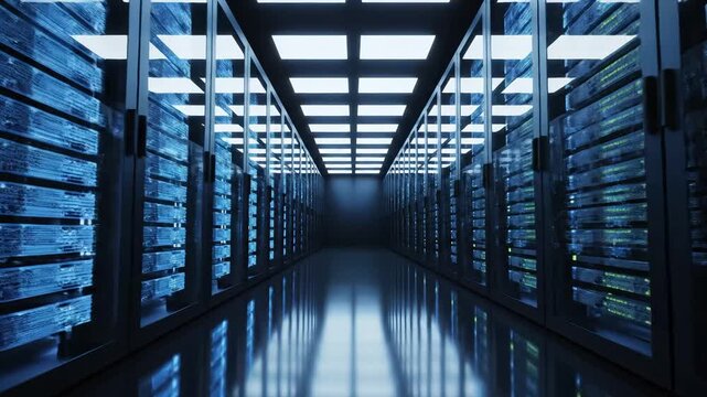 server room with rows of data racks