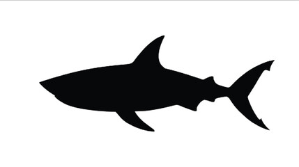 Fototapeta premium Shark silhouette displays a powerful predator in a minimalist black shape, serving as an effective icon for marine conservation, ocean studies, and water-based adventure sports branding concepts.
