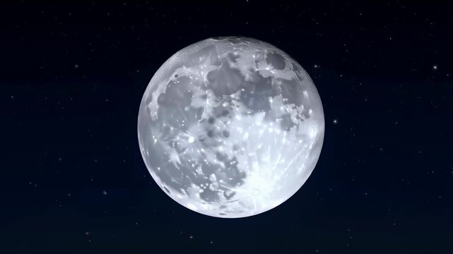 Full moon shining brightly in a starry night sky. A symbol of tranquility and wonder, evoking feelings of peace and inspiration