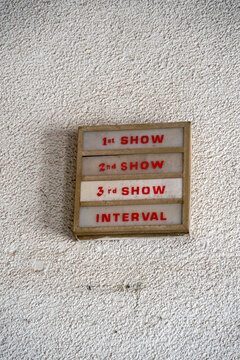 Sign inside an old theater Asmara, Eritrea