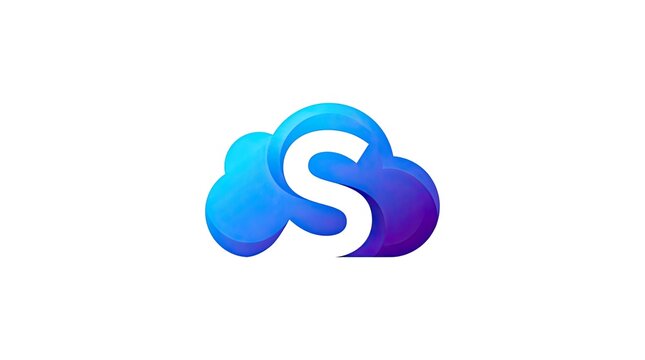 Blue gradient cloud with letter S logo design.