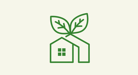 A green house with leaves growing out of it stands alone © Byone