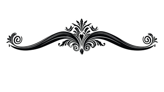 Divider scroll features an elongated black ink flourish that acts as a refined horizontal separator for elegant document formatting and professional design layouts.