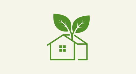 A green house with leaves growing out of it stands alone © Byone