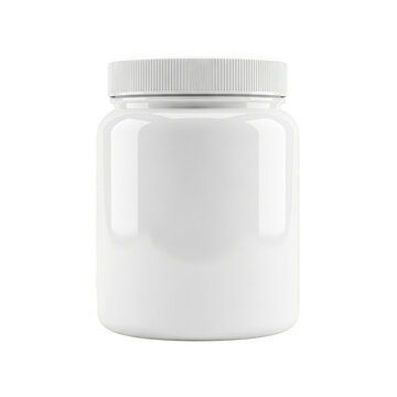 Empty white plastic cosmetic jar with a screw lid