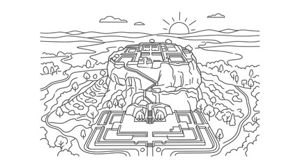 Obraz premium Ancient fortified city on cliffside.