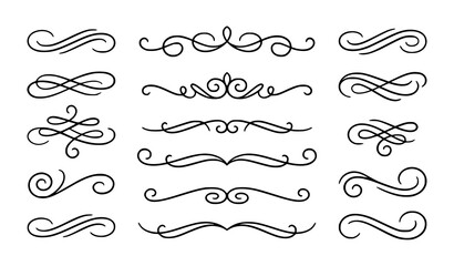Collection of elegant swirling line art designs and flourishes © Nurnobi