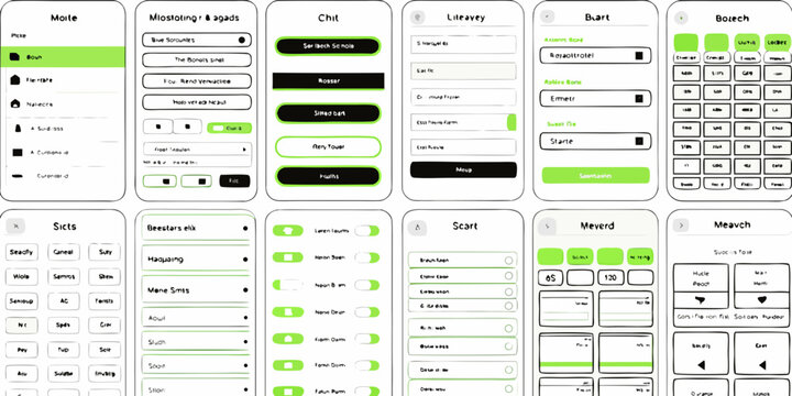 Flat User Interface Component Library Gray And White Color Scheme