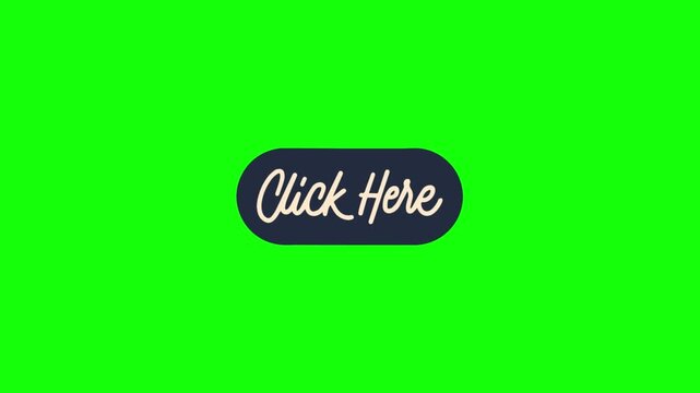 Hand Drawn Click Here Button with Arrow on Bright Green Background Illustration