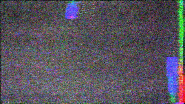 Blue TV noise and VHS glitch texture on black background, analog static interference with distorted scan lines and retro signal error effect for video, cyberpunk design, poster or digital overlay.