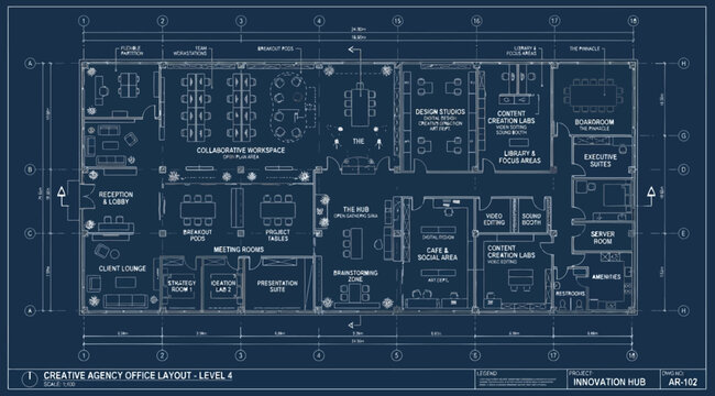 Creative agency office floor plan layout level 4 blueprint