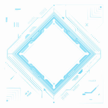 Futuristic Digital Interface Frame with Blue Geometric Elements
