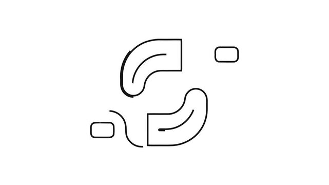 Black Abstract Data Rotation Sync Outline Icon Animation Line Drawing Reveal and Outro Repeated Cycle Loop - Transparent Background Alpha Channel Included