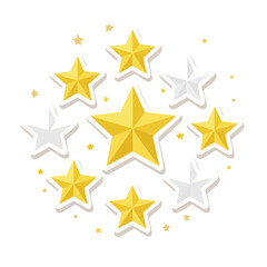 Fototapeta premium Flat Design Golden and Gray Stars Illustration