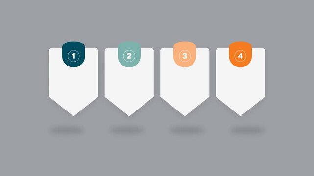 Animated four-step infographic process template with numbered markers animation