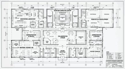 Fototapeta premium Architectural floor plan of a research laboratory level 2