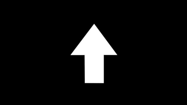 Black arrow pointing up animation. Download sign on green screen.4K video. Dow direction arrows symbol. arrow button icon or swipe-up arrow signal animation. download icon sign. on a white background