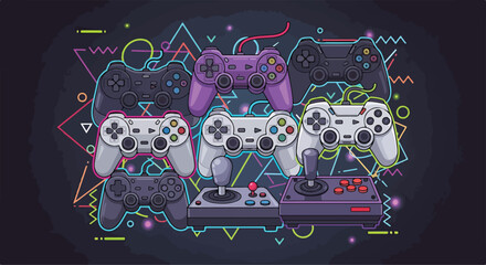 A colorful illustration of various gaming controllers © Zoro
