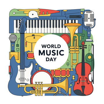 A colorful illustration of various musical instruments (2)