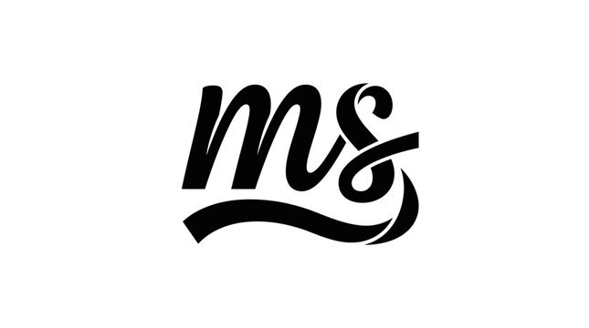 Elegant "ms" Monogram Logo - Black and White Script Letter Mark