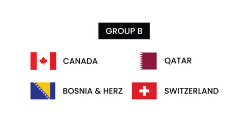 Group b flags and countries for world cup or sports event © MDUNUS