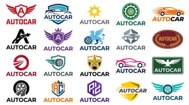 Collection of Autocar logos and icons.