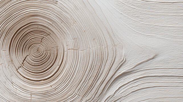 Minimalist Clean White Wood Grain Background Texture with Tree Rings