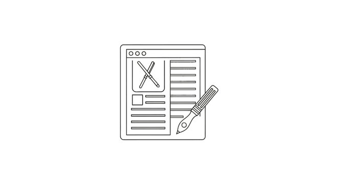 Document with scissors and pencil.