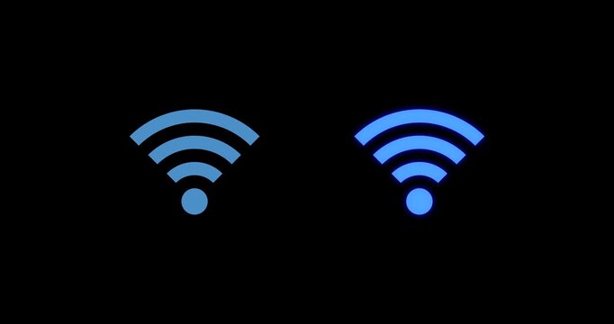 回転する2種類のWIFI電波状態アイコン動画ビデオ素材