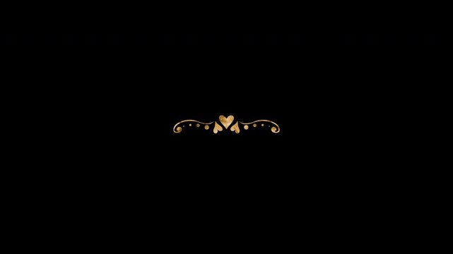 Heart divider filigree elegant golden decorative element for luxury romantic celebration 4K Video