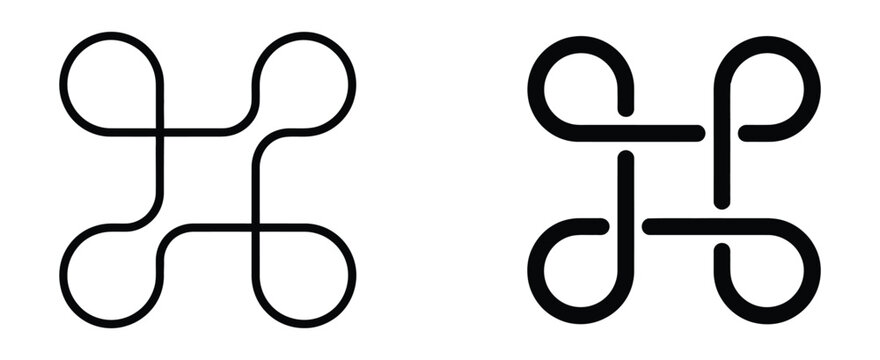 Command icon set featuring outline and solid style vector symbols for system controls, user interfaces, software navigation, and digital productivity tools.