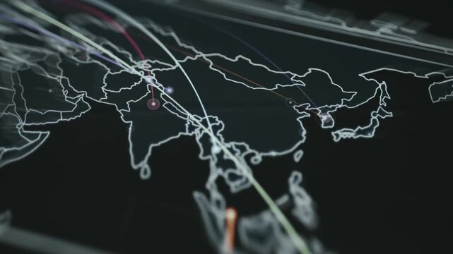 Digital threat intelligence map centered on Asia cyber activity