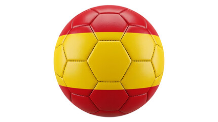 Fototapeta premium A shiny, high-definition soccer ball featuring the red and yellow colors of the Spanish national flag