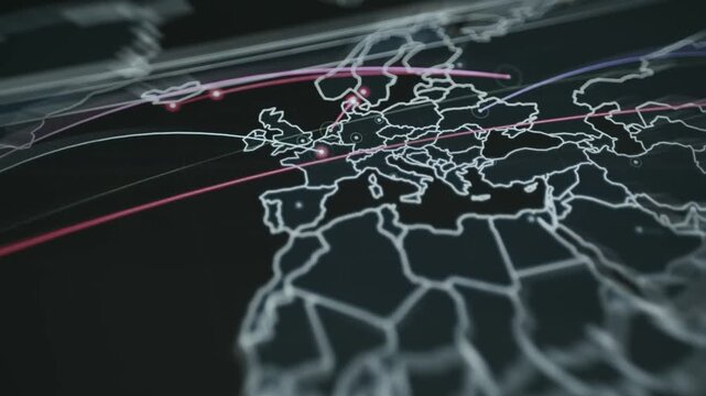 European cybersecurity operations map showing real-time attack tracking