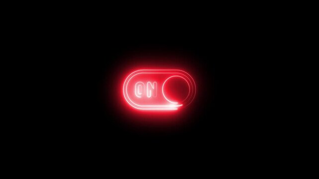 Glowing red neon toggle switch animation turning on
