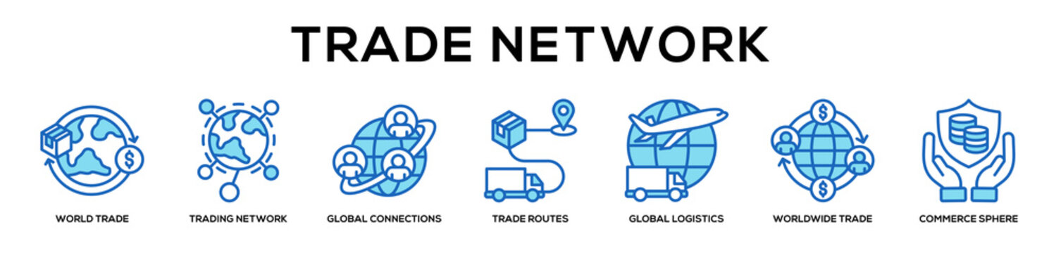 blue - Trade Network web banner icon vector illustration concept