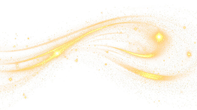 gold Elegant golden swirl transparent png overlay with sparkling dust and glowing light effect on transparent background for luxury decoration and festive design elements wave line flow particle dot