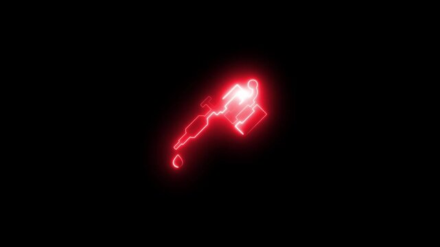 Neon tattoo machine with dripping ink animation glowing